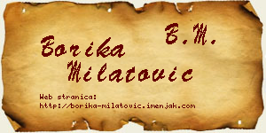 Borika Milatović vizit kartica